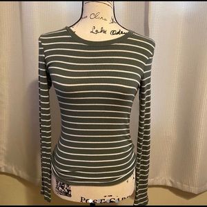 Forever 21 Women’s Striped Khaki Long Sleeve